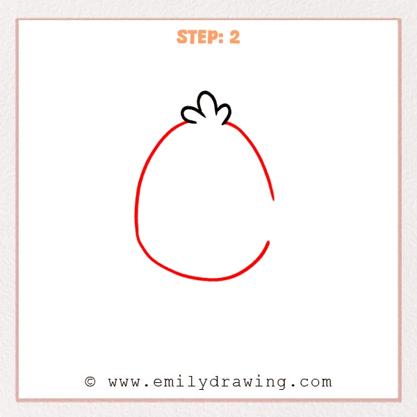 how to draw an angry bird - Step 2: A large teardrop-shaped body added beneath the angry bird tuft.